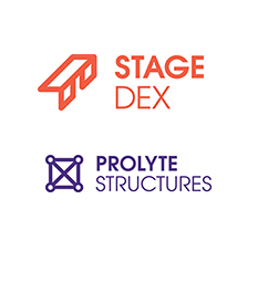 StageDex logo, Prolyte Structures logo 