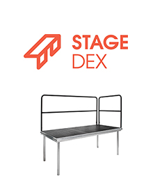 Podium railing huren, stagedex logo