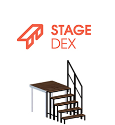 Podium trappen huren, stagedex logo