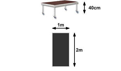 Rolling riser huren 1x2 meter, 40cm hoog