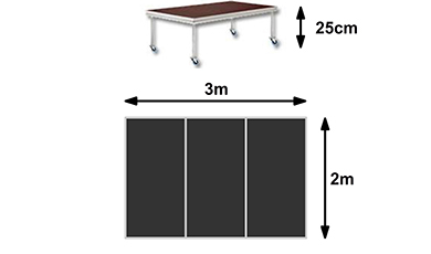 Rolling riser huren 3x2 meter, 25cm hoog